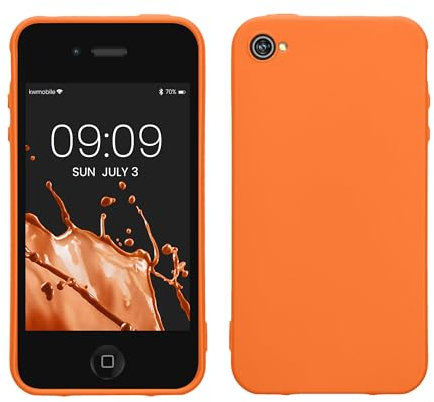 kwmobile Hülle kompatibel mit Apple iPhone 4 / 4S Hülle - weiches TPU Silikon Case - Cover geeignet für kabelloses Laden - Fruity Orange