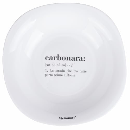 Set 6 Piatto fondo quadrato 23x23 cm in vetro opalino, Victionary Carbonara