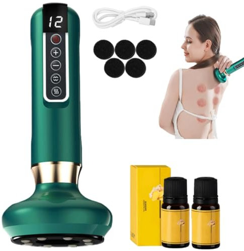 Masseur Anti Cellulite Électrique avec Ventouse – Appareil Anti Cellulite 12 Niveaux Chauffage Rouge | Écran LCD, Gua Sha, Dépression, Pour Ventre Cuisses Jambes (vert)