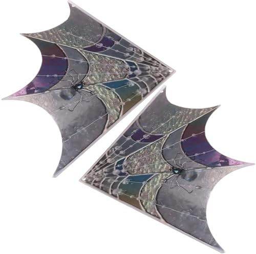 Uxsjakjsd Spiderweb Door Topper,Door Topper Wall Decor,Halloween Door Corner Sign, Webs Stained Arcylic Window Wall Hanging