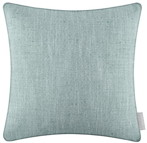 Voyage Maison Jedburgh Feather Filled Cushion – Herringbone Textured Woven Artisan Country Décor (Teal - 50x50cm)