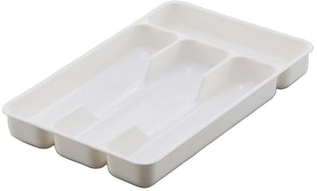 Heidouse Vassoio per Posate, organizzatore di cassetti di Posate in plastica con 4 Scomparti, organizzatore Pratico del cassetto per Accessori da Cucina, Utensili, Bianco, vassoi