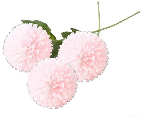 Bola de crisantemo artificial realista hermosa decoración de flores para entornos domésticos (polvo claro)