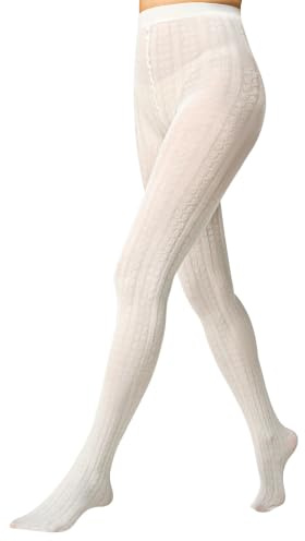 Yilanmy Cable Knit Tights Sweater Footed Cozy Winter Warm Opaque Tights | Soft Ribbed Knitted Stockings Thick Pantyhose