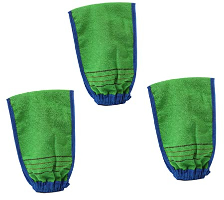 Beaupretty 3 Stück-pack Reibehandschuhe aus Bambusfaser Doppelseitig Grün Exfolierend Geeignet für Beide Hände Badehandschuhe für Dusche und Körperpflege