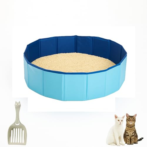 Katzenklo Offen XXL Katzentoilette 50x10cm Katzentoiletten mit Katzenklo Schaufel Groß Katzen Klo Faltbar PVC Katzen Toilette Tragbar Katzentoilette Kaninchen Cat Litter Box Für Outdoor Camping (B)