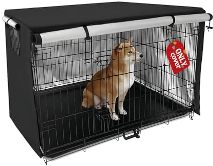 Gemsaya Hundekäfig Abdeckung für Drahtkäfige 125 x 79 x 84 cm, Langlebig und Winddicht, Schwarz Oxford Strapazierfähig Hundebox Abdeckung für innen und außenbereich (Nur Abdeckung)