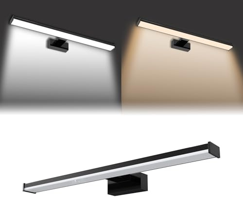 UISEBRT 10W 40cm LED Spiegellampe Badezimmer, Badlampe Wand aus Aluminium+Kunststoff, Schwarz Badlampe IP44 Badezimmer Lampe für Wandbeleuchtung und Spiegel Beleuchtung, Warmweiß