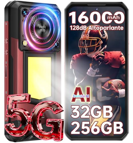 OUKITEL WP56 - Telephone Portable Incassable 5G,32+256GO/2TB,16000mAh Telephone Incassable Lampe Camping,6.8 FHD+,120HZ Telephone Chantier Android 15,128dB Haut-Parleurs,108MP+32MP/GPS/NFC/OTG,Rouge