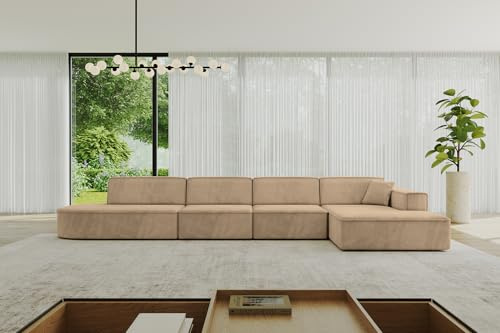 ALTDECOR Ecksofa in L-Form IREA-L3-v4 412x165x77 - Beige | Corner Sofa Bett Eckcouch Couch Wohnlandschaft Cauchsofa