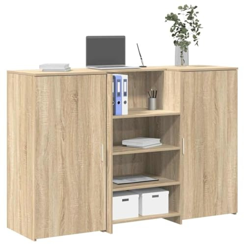 HFXHIJXQ Empfangstheke Sonoma-Eiche 155x50x103,5 cm Holzwerkstoff mit Tresen Langlebige Bürotheke mit Stauraum für Büro Hotel Empfang Kosmetikstudio