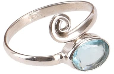 GURU SHOP Filigraner Silberring mit Edelstein, Indischer Silberring - Topas