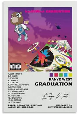 Generisch Kanye Album West Graduation Signed Für Zimmer, Ästhetische Leinwand-Wandkunst, Schlafzimmer-Dekor Poster 12x18inch(30x45cm)