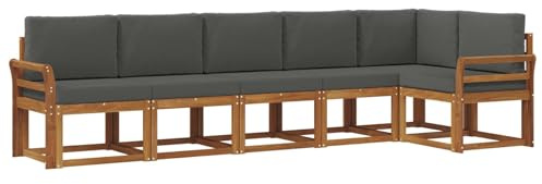 vidaXL Outdoor-Sofagarnitur mit Kissen 6 pcs Natur und Anthrazit, Modernes Garten-Sofa, Langlebiges Outdoor-Sofa-Set, Lounge-Möbel für die Terrasse, Bequeme Sitzgelegenheiten