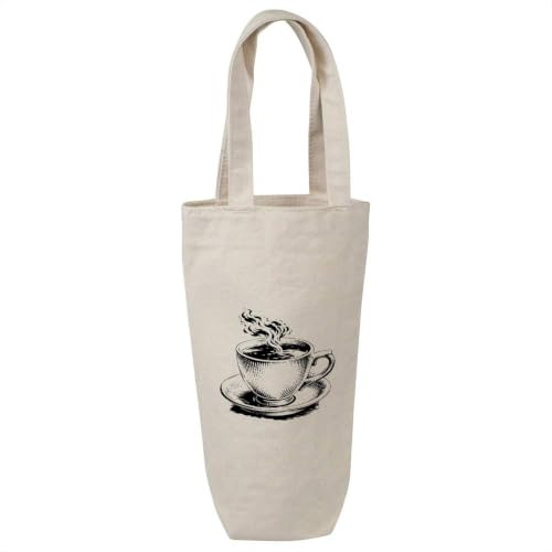 Azeeda 'Cup of Tea' Wine Bottle Bag - Natural (BL00052163) | Cotton Gift / Travel Carrier for Wine, Champagne and Bottles