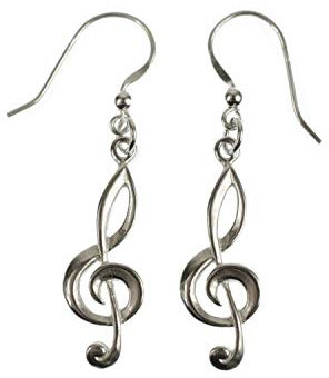 Miniblings Violinschlüssel Notenschlüssel Ohrringe - Handmade Modeschmuck I 925er Echtsilber - Ohrhänger Ohrschmuck Sterling