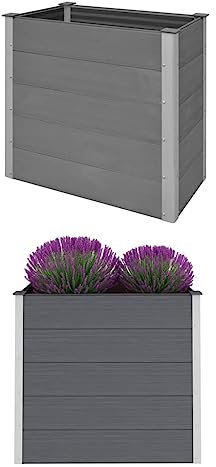vidaXL Garten Hochbeet Pflanzkasten Blumenkasten Gemüsebeet Pflanzkübel Blumenkübel Frühbeet Gartenbeet Pflanzbeet WPC 100x50x91cm Grau