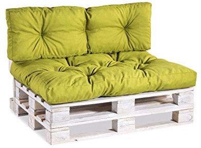 Gutekissen Palettenkissen, Gartensofakissen, Gesteppte Kissen gefüllt mit granuliertem Poulirette-Schaum, viele Farben und Größen PPI (Eckkissen 60x40, gesteppt Limette)