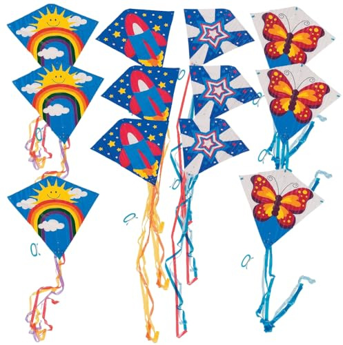Fun Express Flying Kite Pack, Assorted Styles and Colors, 12 Pieces