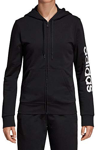 adidas Femme Lin Fz Hd Sweat Shirt à Capuche, Noir (Black/White), S-XL EU