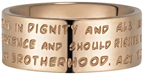 GILARDY GHR-R4RG20 Human Rights Ring R4 Edelstahl Gravur Menschenrechte (Roségold, 63 (20.1))