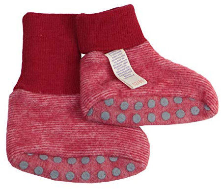 Cosilana Baby Fleece Schühchen kbT Wolle Bio Baumwolle (74-80, Rot-Melange)