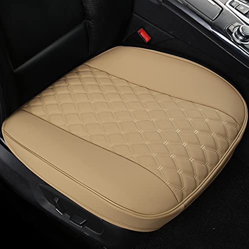 Black Panther PU Autositzbezüge,Umwickelkante,Schutz für Vordersitz unten Einzelsitz ohne Rückenlehne(W 21.26''*D 20.87”)(1Stück,Beige)