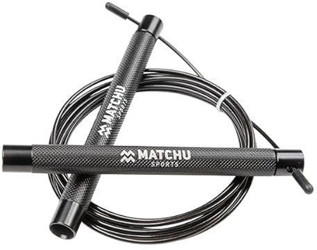 MATCHU - Speed rope - Springseil - Sportspringseil - Für Erwachsene - Griffe aus stabilem Aluminium - Optimaler Grip - Perfekt für Crosstraining - Leichtes Kunststoffgewicht - Einfach zu tragen