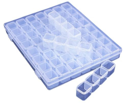 56 Fächer Kunststoff Dosen, Diamant Stickerei Sortierbox mit Verstellbarem Kleinen Fach, Kunststoff Dosen Diamant Stickerei Box für Kunststoff-Perlen für Nail Art-Zubehör Ohrringe Halsketten
