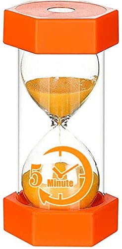 Sablier pour Enfants, 5 Minutes, en Plastique, Peut être utilisé pour la Salle de Jeux et Le brossage des Dents (Orange)