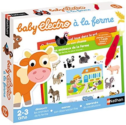 Nathan - Baby Electro à la Ferme - Découverte Des Animaux de la Ferme - Jeu Educatif Electronique - 1 Stylo Sonore et Lumineux Inclus - Pour Enfants de 2 à 3 ans