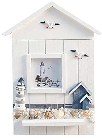 Yumira Caja para llaves, soporte de madera, gancho para llaves de pared, caja de almacenamiento para llaves en forma de casa, armario de llaves, decoración del hogar