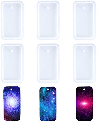 Nifocc Llavero rectangular de silicona con forma de rectángulo para manualidades, tamaño grande, 6 unidades
