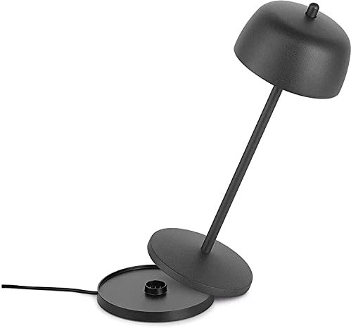 LVL THETA Dimmbare LED Akku Tischlampe Indoor & Outdoor IP65 - Kabellose Aufladbar Tischleuche im Italienischem Design, 2700 - 4000K, 9-24 Std. Designed by Zafferano (Matt Schwarz)
