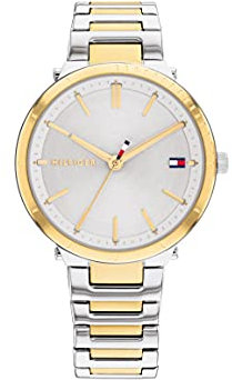 Tommy Hilfiger Analog Quarzuhr für Damen mit Zweifarbiges Edelstahlarmband - 1782408