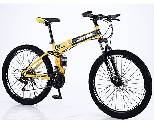 Faltrad Faltrad Mountainbike Doppelte Stoßdämpfung Integriertes Rad Faltbares Mountainbike Fahrrad Stadtrad Geeignet für Erwachsene A,21 Speed