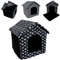 R.G. Hundehaus Hundehütte Hundebett Katzenhöhle Schlafplatz Hundebox Tierhaus Hundekorb (47x44x48 (LxBxH), schwarz mit Pfoten)