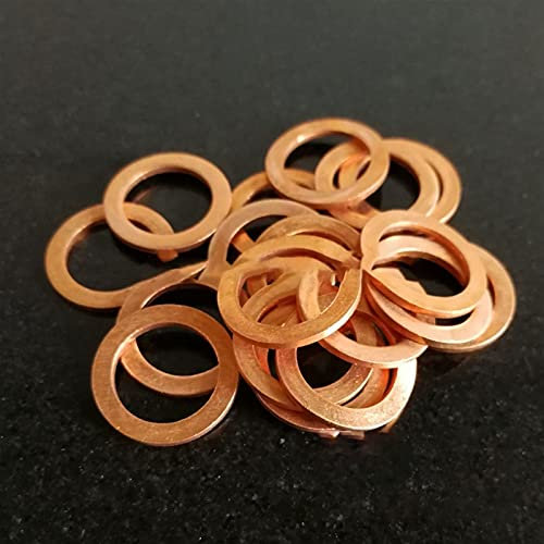 Bclla Zkenshan-washers Copper Flat Washer M7 Seal Gasket Inner Diameter 7mm Sealing Ring Thin Sheet T3 Red Copper Washer, good wear resistance (Inner Diameter : 7x16x2 (10pcs))