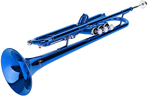 Brass Trompete, Trompete Blechblasinstrumente für Kinder Erwachsene Anfänger für Home School Band(Blau)