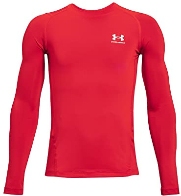 Under Armour Boys' HeatGear Armour Long-Sleeve T-Shirt, (600) Red / / White, Medium