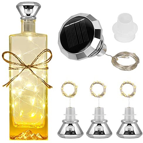 Diealles Shine Flaschenlichter, 4 Stück LED Flaschenlichterkette Korken, 2M 20LED Solar Lichterkette Aussen Klein, Flaschenbeleuchtung für Flaschen DIY Deko