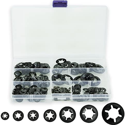 340 Piezas Arandelas de Seguridad, Arandelas de Bloqueo de Presión, Arandelas de Metal, Arandelas de Velocidad Clip Rápida Sujetadores - M3 M4 M5 M6 M8 M10 M12