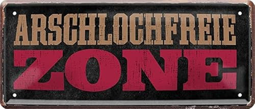 DekoDrom® Blechschild 28x12 cm Arschloch freie Zone lustige Wand Deko Büro Arbeit Haus Garten Wohnung Bar Kneipe Pub Cafe Disco 016