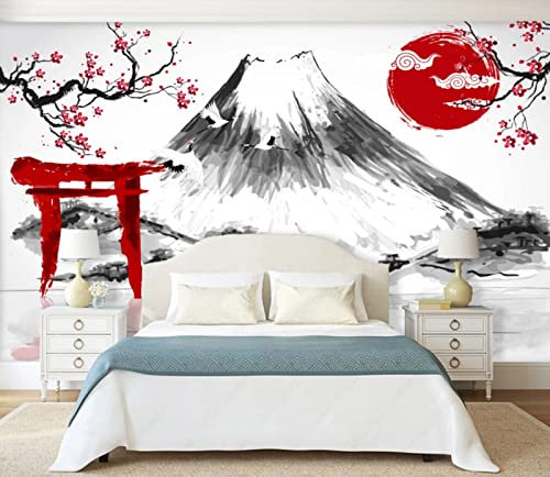 Papier Peint Panoramique Fleur De Prunier Du Mont Fuji Noir Et Blanc Papier Peint 3D Personnalisés Intissé Décoration Murale 430x300cm