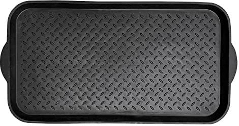 Nicoman Boot Tray Shoe Organiser Soft Rubber Non Slip Washable Multipurpose Plant Rack Mat Plain Black Drip Container Floor Carpet Protection for Home Garden Indoor Outdoor Shed Garage - 71 x 39cm
