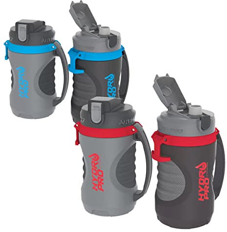 Hydro Pro Sports 1.9L Water Jugs in Red and Blue multipack Leak proof Flip top lid locking push button non slip water bottle perfect for indor outdor sport cycling - 1.9 L (Blu&Red)