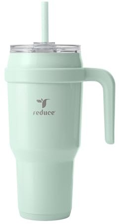 REDUCE 2.0 Tumbler w/ Handle Vacuum Insulated Stainless Steel Mug w/ Sip-It-Your-Way Lid & Straw Keeps Drinks Cold up to 34 Hours Sweat Proof，Dishwasher Safe，BPA Free (40oz，Sea Glass) (13281-FF)