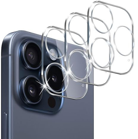 QULLOO Kamera Schutzfolie für iPhone 15 Pro / 15 Pro Max für Panzerglas, 3 Stück 9H Härte Kamera Schutz Glas HD Klar Linse Folie Anti-Kratzen Kameraschutz
