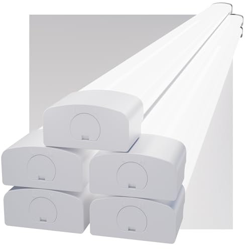 Modlicht LED Feuchtraumleuchte 150cm 5000K Kalteweiß 45W 4950LM, Deckenleuchte Röhre in Reihenschaltung, IP65 Wasserdicht Feuchtraumlampe für Werkstatt Keller Bad Büros Lager Garage-5PCS