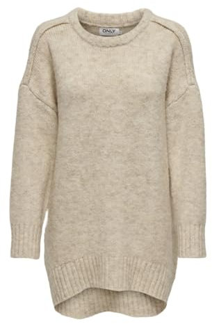 ONLY Damen ONLAYA Life L/S Loose O-Neck CC KNT Strickpullover 15324114,Birch/Detail:Melange,XS